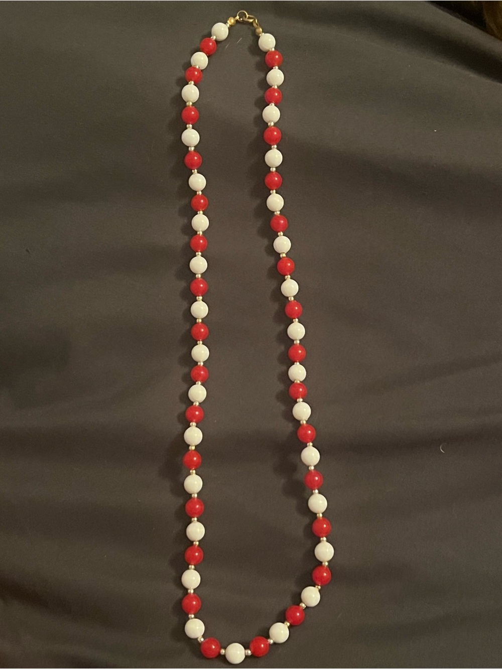 Source Unknown Red and White Beaded Necklace - Women Jewelry